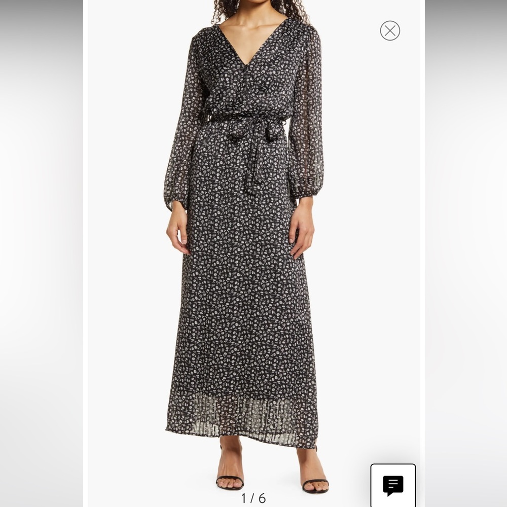 Fraiche by J Nare Floral Long Sleeve Maxi Dress size large
